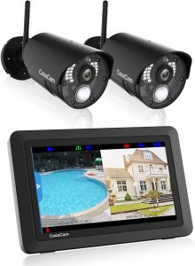 CasaCam VS802 Wireless Security Camera System with 7 Touchscreen and HD Nightvision Cameras, AC Powered (2-cam kit)